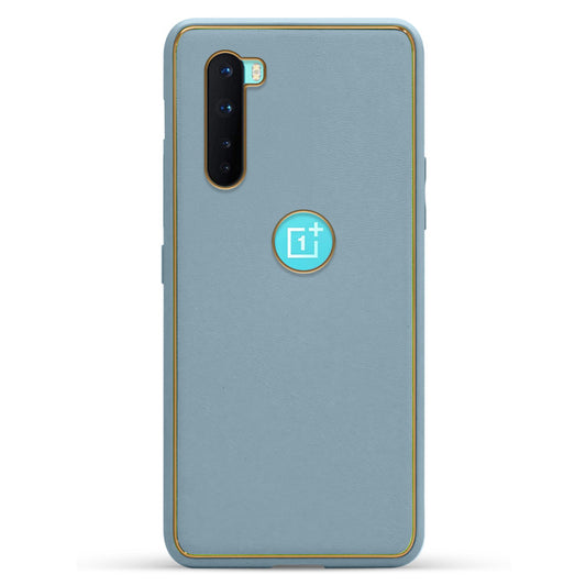 Electroplated Frame Leather Back Cover for OnePlus Nord 5G