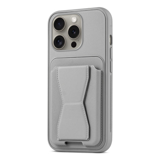 All in One Premium Leather Back Cover for Apple iPhone 14 Pro with Card Slot & Foldable Grip Holder