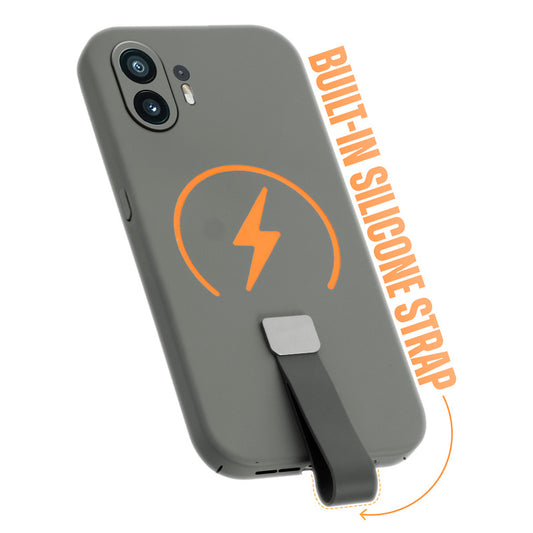 Compact and Stylish Silicon Finish Hard Cover For Nothing Phone 2 with Integrated Grip Strap & MagSafe Charging Support
