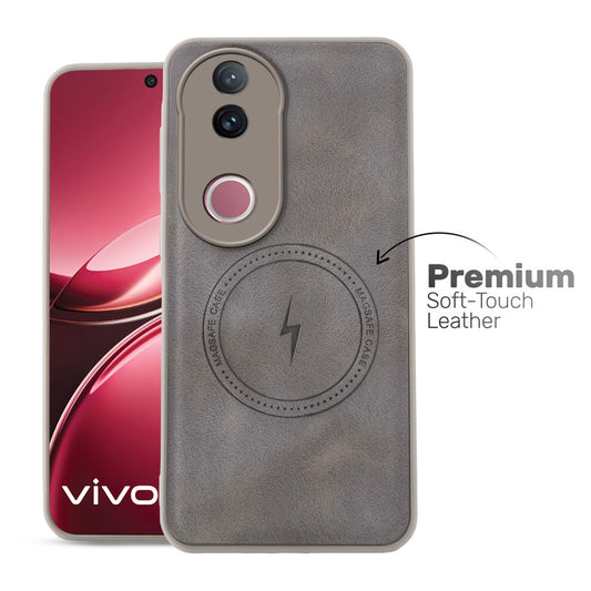 Refined PU Leather Case for Vivo V50 5G , with Support for MagSafe & Wireless Accessories