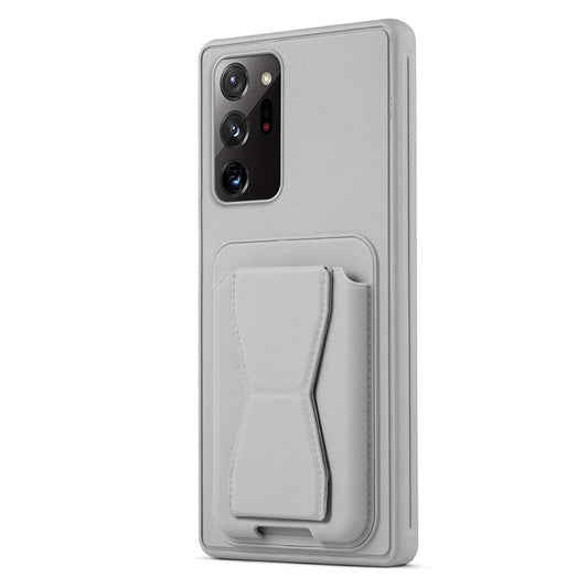 All in One Premium Leather Back Cover for Samsung Note 20 Ultra 5G with Card Slot & Foldable Grip Holder