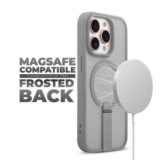 3-in-1 Frosted Back Case for Apple iPhone 15 Pro Max with Magnetic Support, Vertical Stand & Silicone Grip