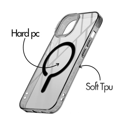 360° Air-Cushioned Protection Back Case For Apple iPhone 15 Jelly Transparent MagSafe Compatible with Metal Finish Buttons