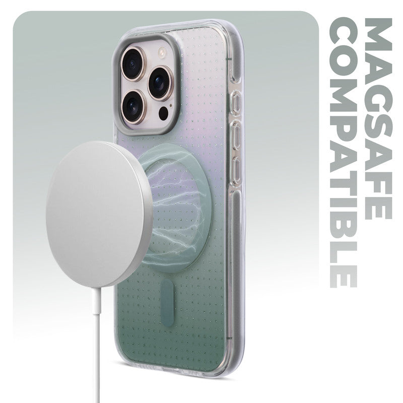 Stunning Dual Shade Starry Wireless Charging Support Hard Back Case for Apple iPhone 16 Pro with Colourful Raised Camera Edges