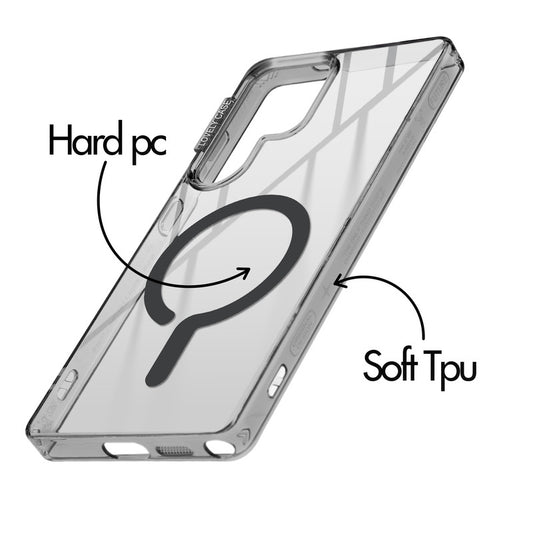 360° Air-Cushioned Protection Back Case For Samsung S23 Ultra 5G Jelly Transparent MagSafe Compatible with Metal Finish Buttons