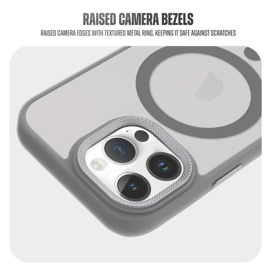 Textured Metal Ring Camera With Magsafe Compatible Smoky Back Case For Apple iPhone 14 Pro