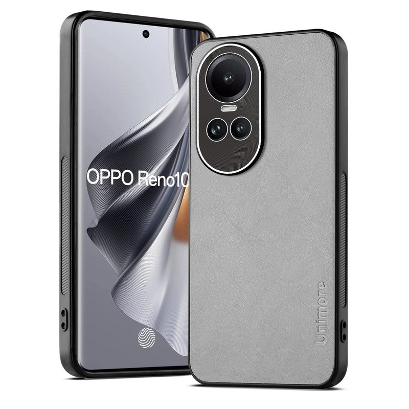 Unimore Leather Hard Case with Shiny Camera Protection For Oppo Reno 10 5G