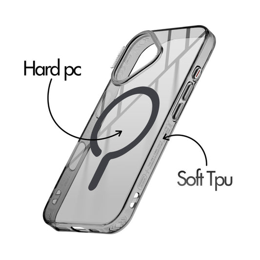 360° Air-Cushioned Protection Back Case For Apple iPhone 16 Jelly Transparent MagSafe Compatible with Metal Finish Buttons