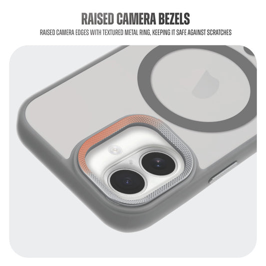 Textured Metal Ring Camera With Magsafe Compatible Smoky Back Case For Apple iPhone 16
