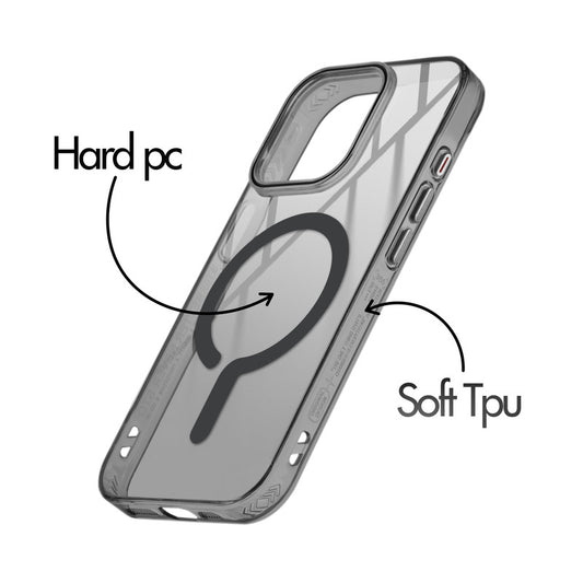Transparent Magnetic Bumper Case for Apple iPhone 15 Pro Max Cushion Protection & Metal Finish Buttons