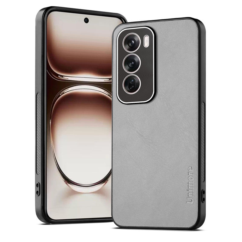 Unimore Leather Hard Case with Shiny Camera Protection For Oppo Reno 12 Pro 5G