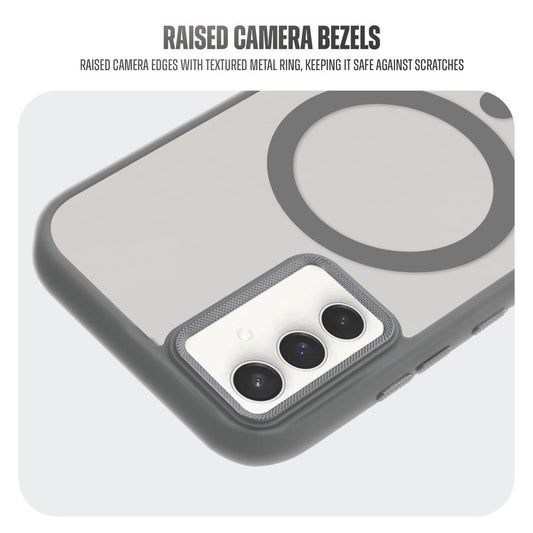 Textured Metal Ring Camera With Magsafe Compatible Smoky Back Case For Samsung S23 FE 5G
