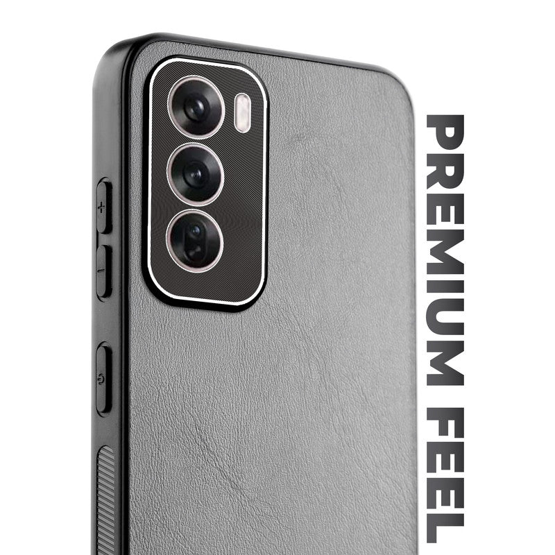 Unimore Leather Hard Case with Shiny Camera Protection For Oppo Reno 12 Pro 5G