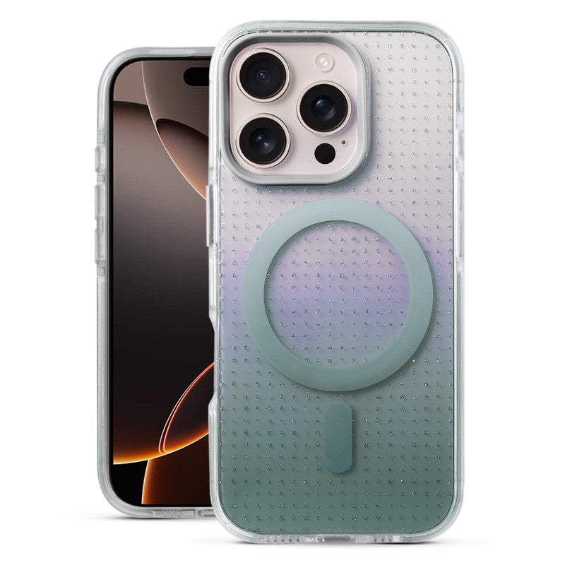 Stunning Dual Shade Starry Wireless Charging Support Hard Back Case for Apple iPhone 16 Pro with Colourful Raised Camera Edges