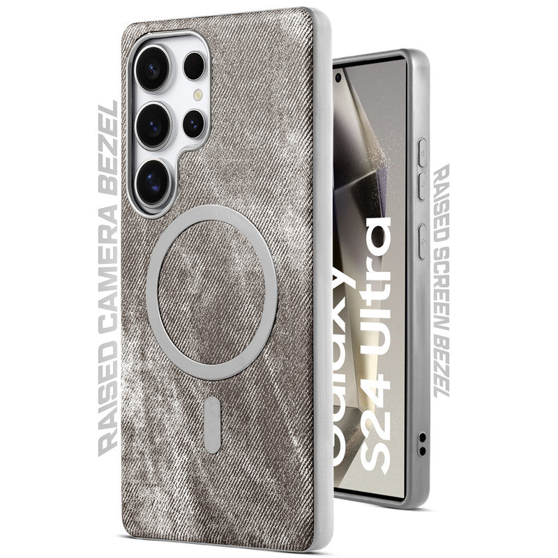 Classic Denim Finish Back Case For Samsung S24 Ultra 5G With Wireless Charging Support Support