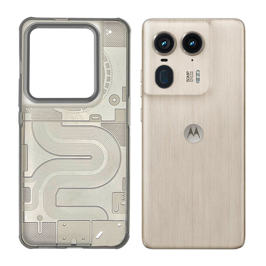 Soft Transparent Slim Fit Frosted Silicone TPU With Grey Matte Ring Camera Protection Back Cover for Motorola Moto Edge 50 Ultra 5G