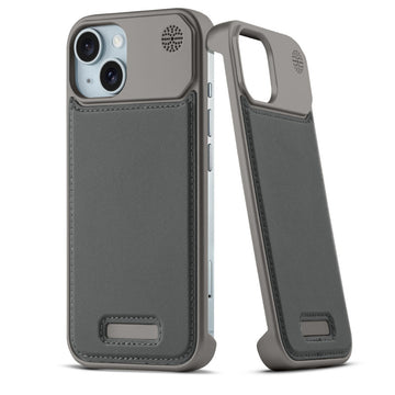Elegant Designed Metallic Finish Leather Bracket Case For Apple iPhone 13