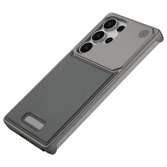 Elegant Designed Metallic Finish Leather Bracket Case For Samsung S25 Ultra 5G