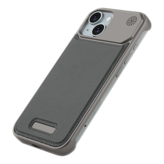 Elegant Designed Metallic Finish Leather Bracket Case For Apple iPhone 15