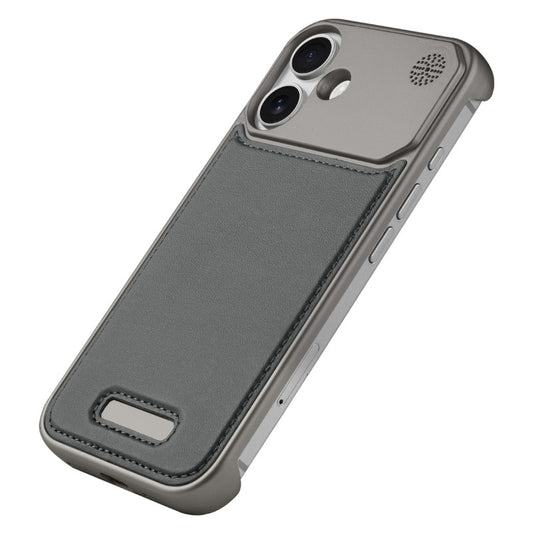 Elegant Designed Metallic Finish Leather Bracket Case For Apple iPhone 16