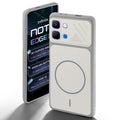 Grey-White back cover for Infinix Note Edge with camera cut protection and ring design on back side.