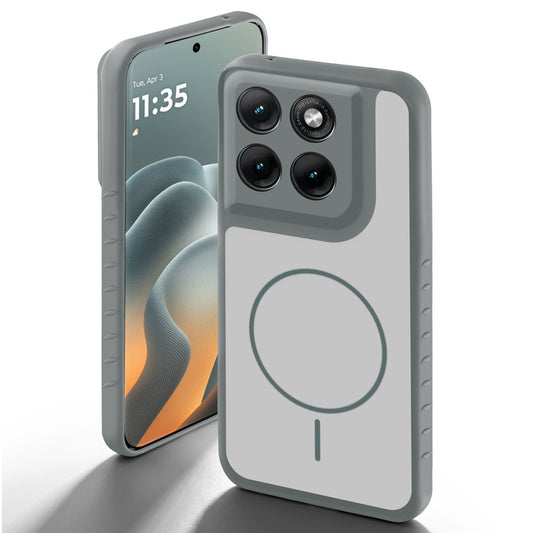Grey-White back cover for Motorola G37 5G with camera cut protection and ring design on back side.