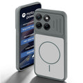 Grey-White back cover for Motorola G77 Power 5G with camera cut protection and ring design on back side.