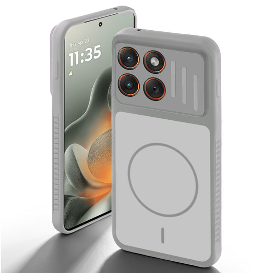 Grey-White back cover for Motorola Moto Edge 70 5G with camera cut protection and ring design on back side.