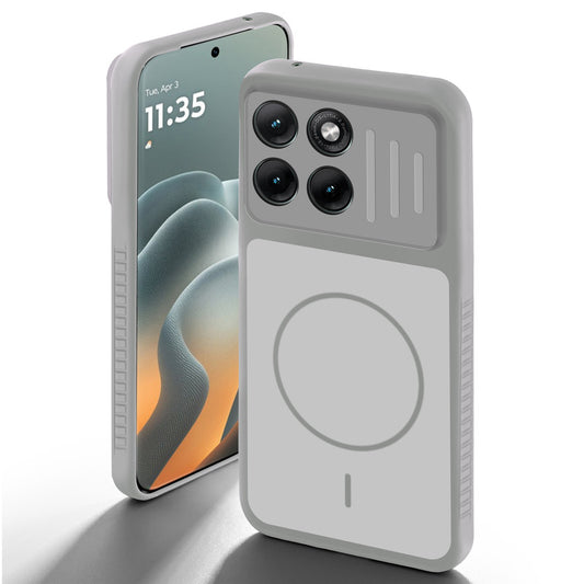 Grey-White back cover for Motorola Moto Edge 70 Fusion 5G with camera cut protection and ring design on back side.