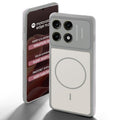 Grey-White back cover for Motorola Moto Edge 70 Pro Plus 5G with camera cut protection and ring design on back side.