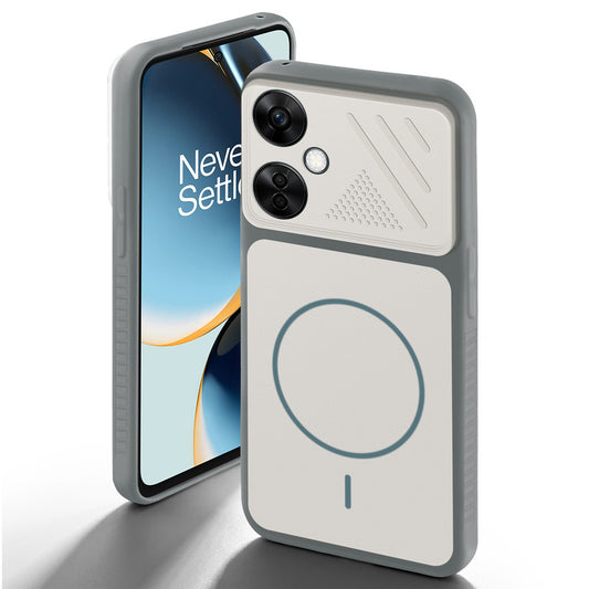 Grey-White back cover for OnePlus Nord CE 3 Lite 5G with camera cut protection and ring design on back side.