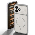 Grey-White back cover for Oppo A6C 4G with camera cut protection and ring design on back side.