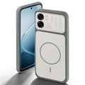 Grey-White back cover for Oppo A6x 5G with camera cut protection and ring design on back side.