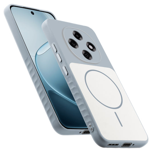 Matte Silicone Dual Color Back Cover with Metal Buttons & Ring Design for Oppo F31 Pro 5G