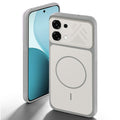 Grey-White back cover for Oppo F33 5G with camera cut protection and ring design on back side.