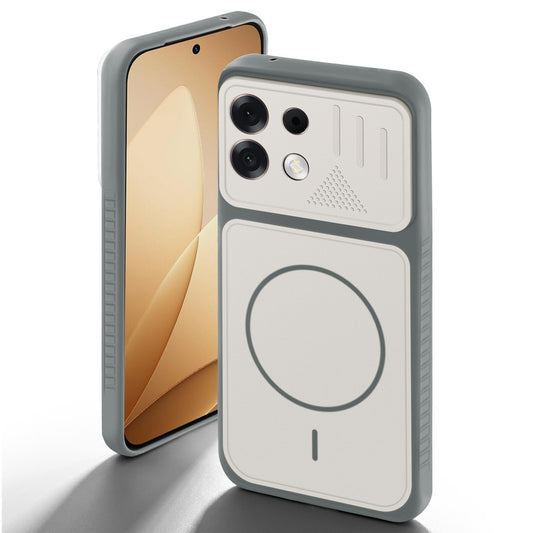 Grey-White back cover for Oppo F35 Pro 5G with camera cut protection and ring design on back side.