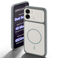 Grey-White back cover for Oppo K14x 5G with camera cut protection and ring design on back side.