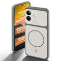 Grey-White back cover for POCO X8 5G with camera cut protection and ring design on back side.