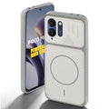 Grey-White back cover for Poco M8x 5G with camera cut protection and ring design on back side.