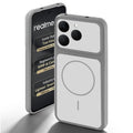 Grey-White back cover for Realme 15T 5Gwith camera cut protection and ring design on back side.