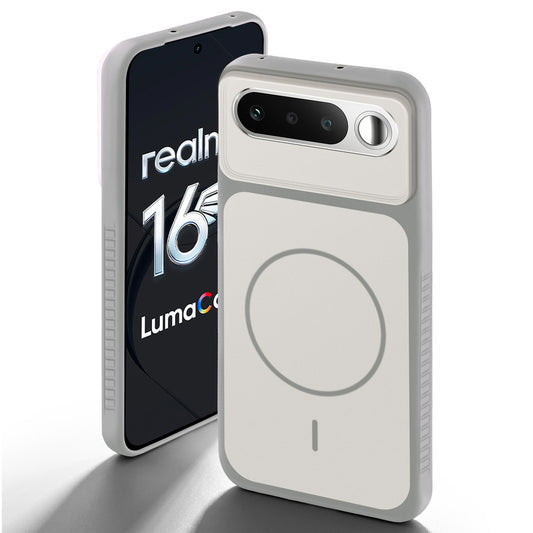 Grey-White back cover for Realme 16 5G with camera cut protection and ring design on back side.
