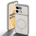Grey-White back cover for Realme 16 Pro 5G with camera cut protection and ring design on back side.
