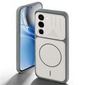 Grey-White back cover for Realme 16x 5G with camera cut protection and ring design on back side.