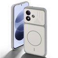 Grey-White back cover for Redmi Note 17 5G with camera cut protection and ring design on back side.