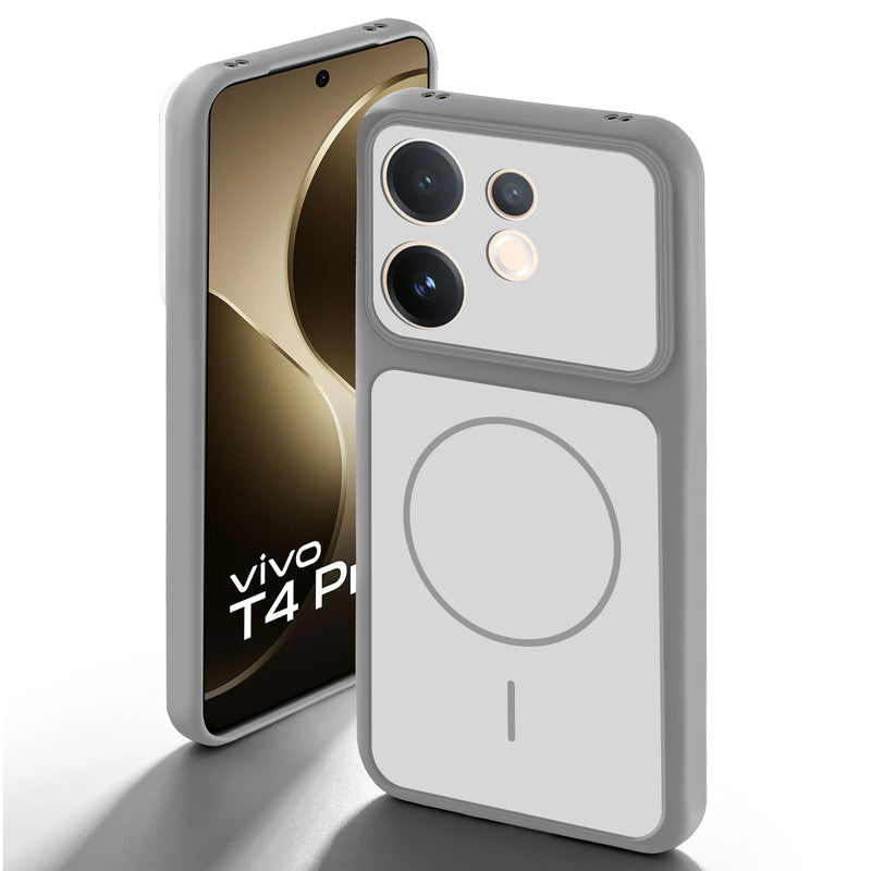 Grey-White back cover for Vivo T4 Pro 5G with camera cut protection and ring design on back side.