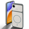 Grey-White back cover for Vivo T5e 5G with camera cut protection and ring design on back side.