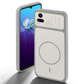 Grey-White back cover for Vivo V20 with camera cut protection and ring design on back side.