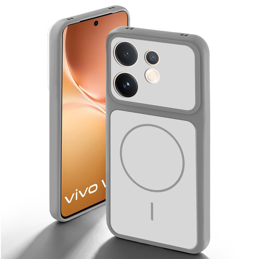 Grey-White back cover for Vivo V60 5G with camera cut protection and ring design on back side.