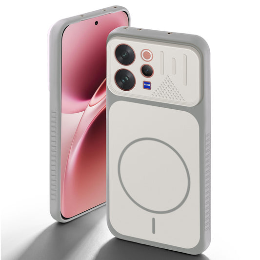 Grey-White back cover for Vivo V70 5G with camera cut protection and ring design on back side.