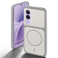 Grey-White back cover for Vivo V70 FE 5G with camera cut protection and ring design on back side.